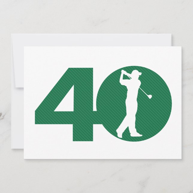 Golfspieler-Golf-Grün-Weiß-40. Einladung (Vorderseite)