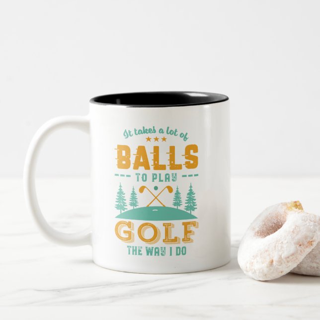 Golfspieler Golfer Golfplatz Golfplatz Golfplatz Zweifarbige Tasse (Mit Donut)