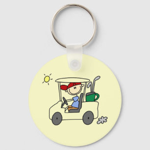 Golfspieler im Golfmobil Schlüsselanhänger