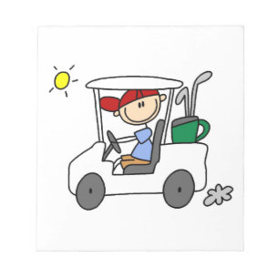 Golfspieler im Golfwagen Notizblock
