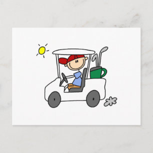 Golfspieler im Golfwagen Postkarte
