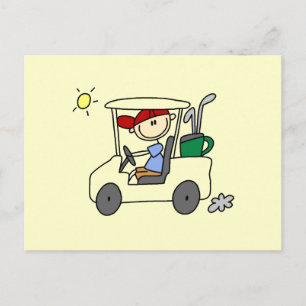 Golfspieler im Golfwagen Postkarte