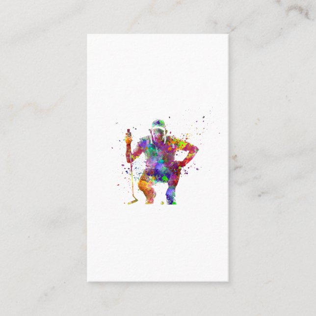 Golfspieler in Aquarellfarbe Visitenkarte (Vorderseite)