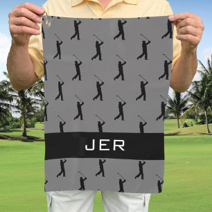 Golfspieler individuelles monogramm Muster Grau Sc Golfhandtuch