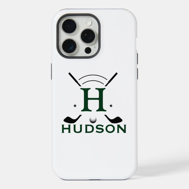 Golfspieler Initialen Benutzerdefiniertes Monogram iPhone 15 Pro Max Hülle (Rückseite)