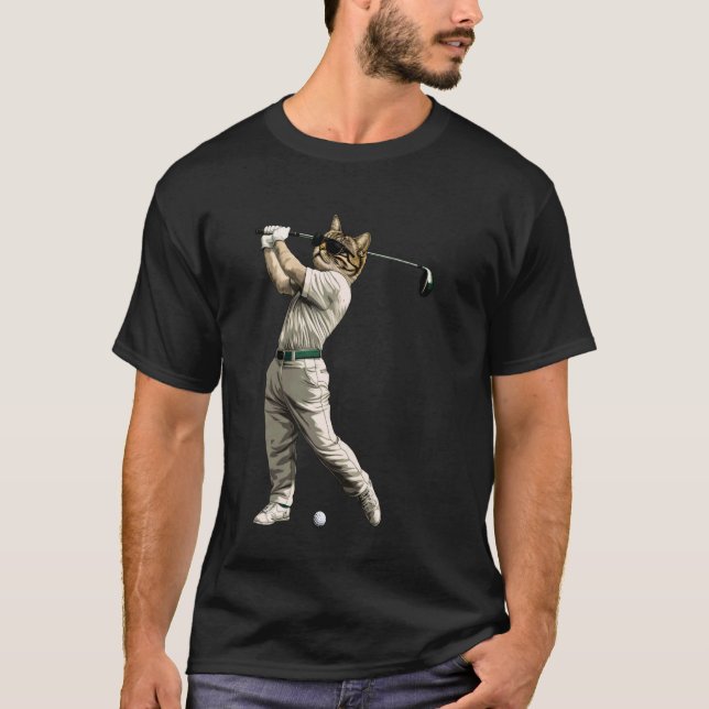 Golfspieler Katze T-Shirt (Vorderseite)