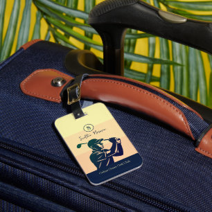 Golfspieler Mann mit Golfschläger Elegant Modern Gepäckanhänger