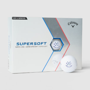 Golfspieler mit gekreuzten Schlägern Blau Name & I Golfball