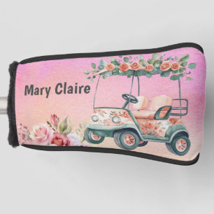 Golfspieler mit Golfwagen auf dem Golfplatz Aquare Golf Headcover