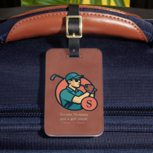 Golfspieler modern cool ziegelrot gepäckanhänger
