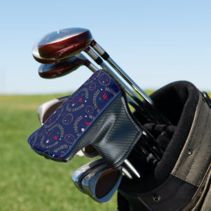 Golfspieler-Monogramm Golfschläger Blaues Muster Golf Headcover