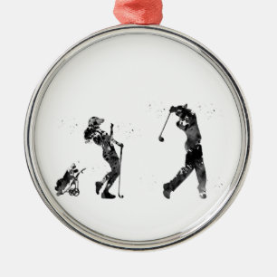 Golfspieler-Paar Ornament Aus Metall