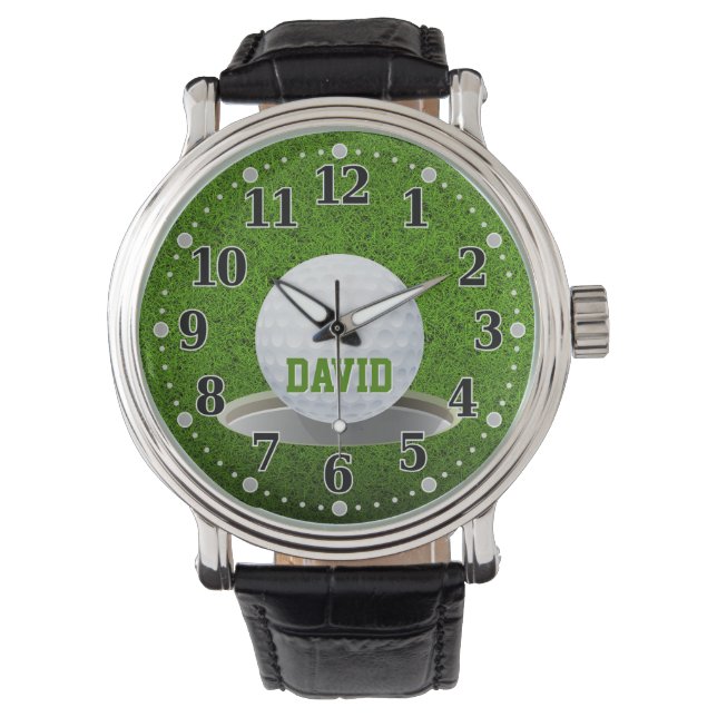 Golfspieler | Personalisierbar Armbanduhr (Vorderseite)