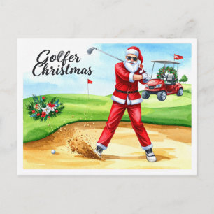 Golfspieler Santa Claus Golfen Weihnachten Urlaub Postkarte