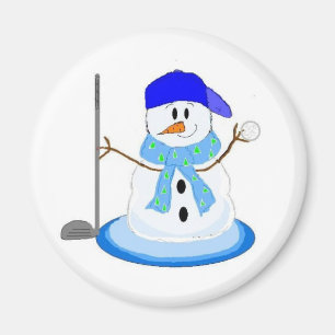 Golfspieler Schneemann Magnet