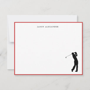 Golfspieler-Silhouette mit personalisierter roter  Dankeskarte