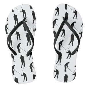 Golfspieler-Silhouetten Schwarz-Weiß-Muster Flip Flops