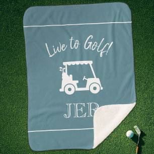 Golfspieler Süßer Golfwagen Monogramm Anfangsbuchs Sherpadecke