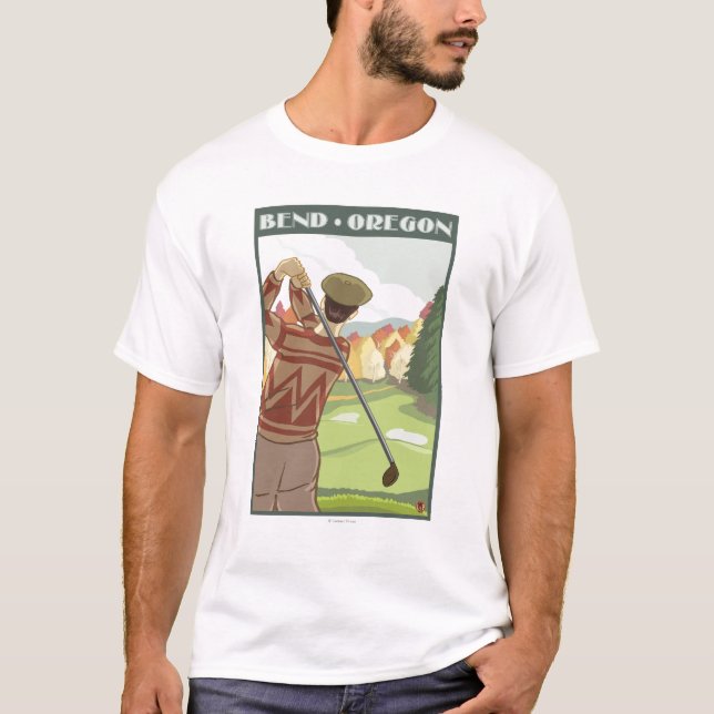 Golfspieler-Szene - Biegung, Oregon T-Shirt (Vorderseite)