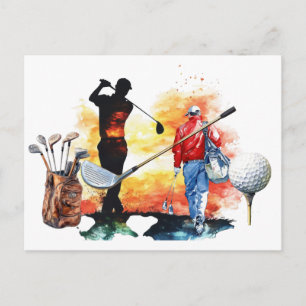 Golfspieler Tee-Zeit Herren Basic T-Shirt Postkarte