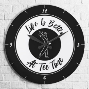 Golfspieler Tee-Zeit Humor Lustiger Golf Sport Sch Große Wanduhr