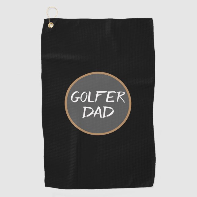 Golfspieler-Vater-Schwarz-graues Golf-Tuch Golfhandtuch (Vorderseite)