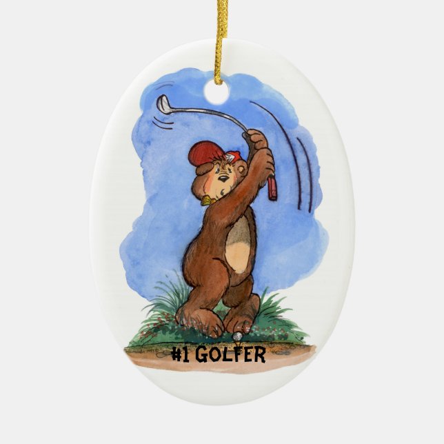 Golfspieler-Verzierung Keramikornament (Vorne)