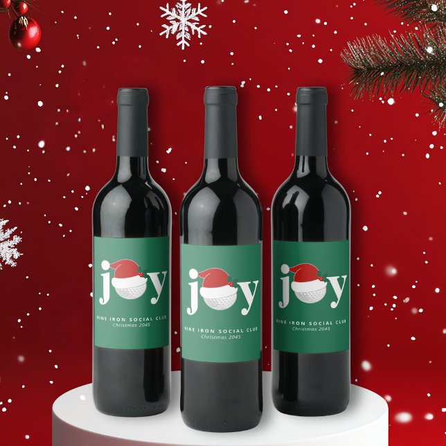 Golfspieler Weihnachtsfeier Geschenk Freude Modern Weinetikett (Sleek modern label for holiday gifting 🍷
Add your name, club, or festive tagline.)
