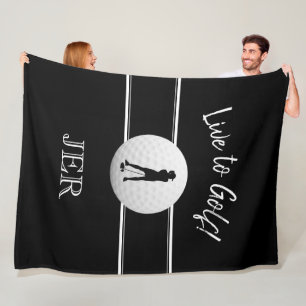 Golfspielerin Damen Sport Schwarz & Weiß Benutzerd Fleecedecke