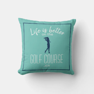 Golfspielerin Golfplatz Zitat Türkises Monogramm Kissen