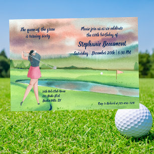 Golfspielerin im Schwung der Sechziger zum 60. Geb Einladung