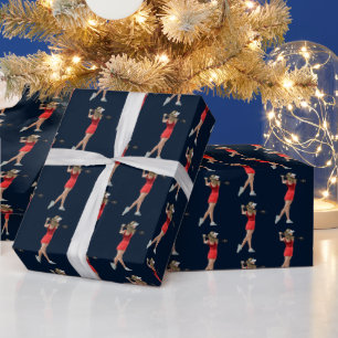 Golfspielerin nach dem Drive Sportmuster Geschenk Geschenkpapier