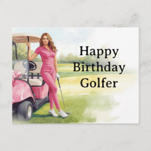Golfspielerin spielt Golf Geburtstagsgolfer Karte