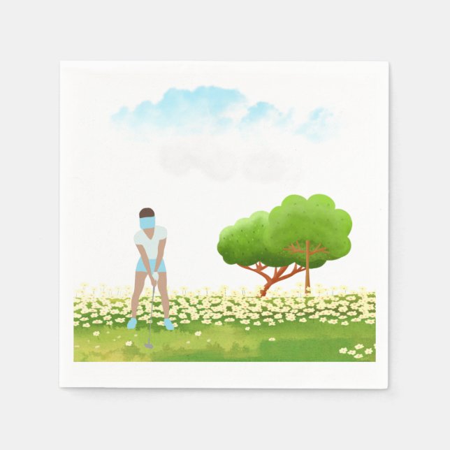 Golfspielerin spielt Golf  Serviette (Vorderseite)