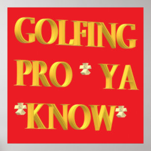 Golfsport Design Rot und Gold Großtext Poster