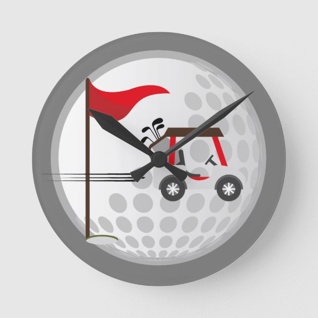 Golfsport Golf Cart Ball für Golfer Runde Wanduhr (Vorderseite)
