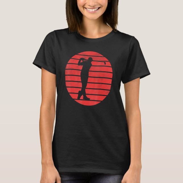 Golfsport Golf Club Silhouette auf Red Su T-Shirt (Vorderseite)
