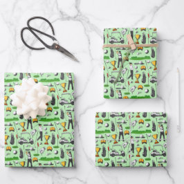 Golfsportsymbole für Männer Grün Geschenkpapier Set