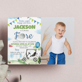 Golfthema 4. Geburtstag Party Einladung