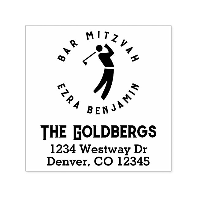 GolfThema Golf Bar Mitzvah Rücksendeadresse Permastempel (Design)