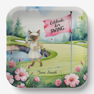 Golfturnier der Frau für die siamesische Katze Gol Pappteller