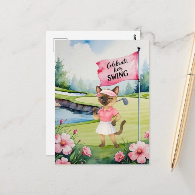 Golfturnier der Frau für die siamesische Katze Gol Postkarte (Vorderseite/Rückseite Beispiel)
