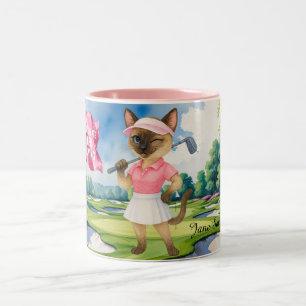 Golfturnier der Frau für die siamesische Katze Gol Zweifarbige Tasse