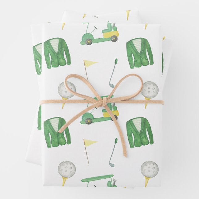 Golfturnier in Aquarellgrün und Gelb Geschenkpapier Set (Beispiel)