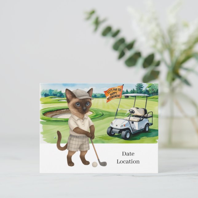 Golfurlaub für Siameser Katzen Einladung (Stehend Vorderseite)