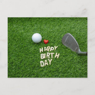 Golfurlaub mit Liebe und Golfball und Sand Wedge Postkarte