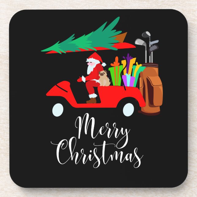 Golfurlaub Weihnachten Reiten Golf Golf Golf Golf  Getränkeuntersetzer (Vorderseite)