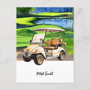 Golfwagen auf Par Personalisation: Golfwagen Postkarte