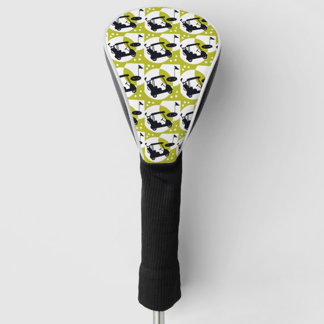 Golfwagen, Clubs & Grüntöne Golf Headcover (Vorderseite)