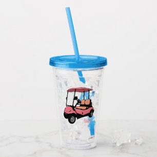 Golfwagen/Golf Buggy Cartoon Abbildung Acryltrinkbecher